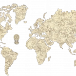 Carte du monde animal en bois 3D, taille M