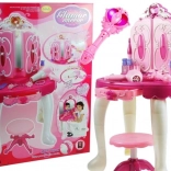 coiffeuse magique pour enfants avec baguette rose et accessoires
