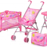 CHIPOLINO ensemble pour poupées 3-en-1 Trixy Hearts – poussette, lit et chaise haute