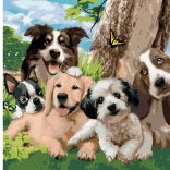 Peinture diamant Joyeuse bande de chiens 30 × 40 cm