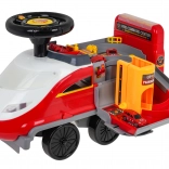 Draisienne interactive 2-en-1 pompiers avec lumières et sons, parking et 4 petites voitures