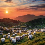 Puzzle 1000 pièces Moutons et volcans
