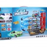 Station de stationnement avec 6 voitures métalliques 55x40x44 cm