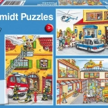 Puzzle de la police, des pompiers et des secouristes 3x24 pièces
