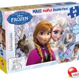 Puzzle Frozen Maxi 60 Elsa et Anna 70x50 cm 2-en-1