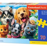 Puzzle 70 pièces Selfie Chien et Chat