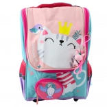 Sac à dos scolaire avec motif de chaton blanc et pochette amovible 21 L