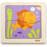 Puzzle en bois VIGA avec poisson 4 pièces