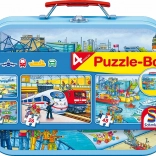 Puzzles Transports 4-en-1 dans une valisette en métal