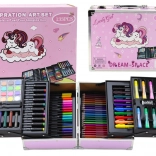 Set artistique dans une valise extensible avec licorne 133 pcs