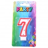 Bougie de fête chiffre sept rouge