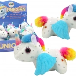 Licorne en peluche à remonter, sautillante – blanche