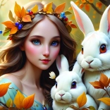 Puzzle Jeune fille avec des lapins 500 pièces