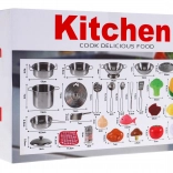 Ensemble de cuisine pour enfants avec casseroles et accessoires en acier inoxydable 30 pièces