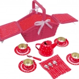 Panier de pique-nique pour enfants avec service à thé Dots and Hearts