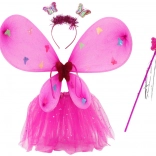 Costume féerique avec ailes de papillon – ensemble rose foncé pour enfants