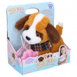 Chien en peluche marcheur avec effets, sur câble, 22 cm