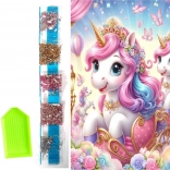 Peinture diamant sur toile – licornes en carrosse 23 × 30 cm