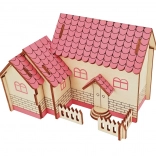 Puzzle 3D en bois maison violette