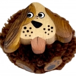 Magnet en bois avec pompon duveteux – chien