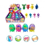 Teddies slime pailleté avec extraterrestre – pâte ludique avec figurine (assortiment de couleurs)