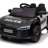 Voiture de police pour enfants AUDI R8 à batterie avec télécommande, roues EVA, démarrage en douceur, MP3 et LED