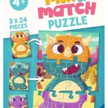 RAVENSBURGER puzzle Mix & Match : adorables dinosaures 3×24 pièces