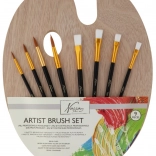Ensemble de pinceaux pour artistes sur palette en bois