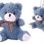 Petit porte-clés ourson en peluche bleu 10 cm