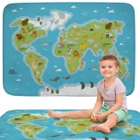 tapis enfant doux – tapis de jeu carte du monde avec animaux 100 × 150 cm ACHOKA