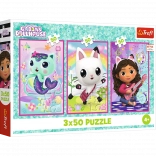 Puzzle 3x50 - La Maison de poupée de Gabby : Faites connaissance avec Gabby et les chats