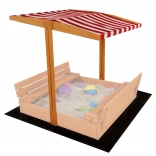 Auvent pour bac à sable en bois pour enfants 120 × 120 cm rouge et blanc