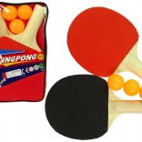 Raquettes de ping-pong en bois avec trois balles et étui