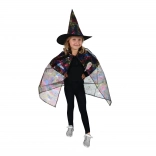 Costume de sorcier/sorcière pour enfants avec cape toile d’araignée et chapeau