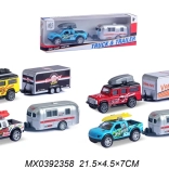 modèle de voiture en métal avec remorque à rétrofriction