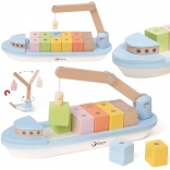 Bateau cargo en bois avec blocs magnétiques 13 pcs – Classic World