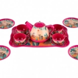 Service à thé pour enfants en métal dans une valisette, 15 pièces