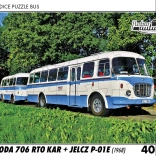 Puzzle Retro voitures Škoda 706 RTO Kar et Jelcz P‑01E 40 pièces