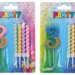 Bougie de fête numéro 3 avec bougies supplémentaires