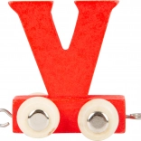 small foot petit train en bois – lettre V, wagon coloré