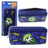 Trousse scolaire motif football, bleu foncé