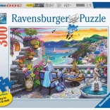 Puzzle Ravensburger Coucher de soleil sur Santorin 300 pièces