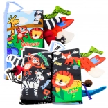 Livre bruissant éducatif et doux Animaux Queue pour nourrissons bleu