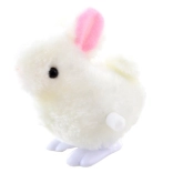 Lapin sauteur à remontoir en plastique et peluche