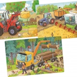 Puzzle en bois Goki machines agricoles