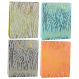 Sac cadeau en papier avec vagues dorées 32 × 26 × 12 cm