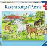 RAVENSBURGER Puzzle Dans les écuries 2x24 pièces