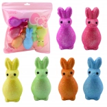 Lapins de Pâques en mousse avec paillettes, colorés, lot de 6