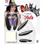 Ongles adhésifs de sorcière longs noirs