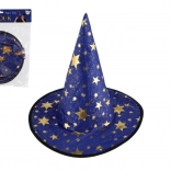 chapeau de sorcier pour enfant bleu‑or, diamètre 38 cm